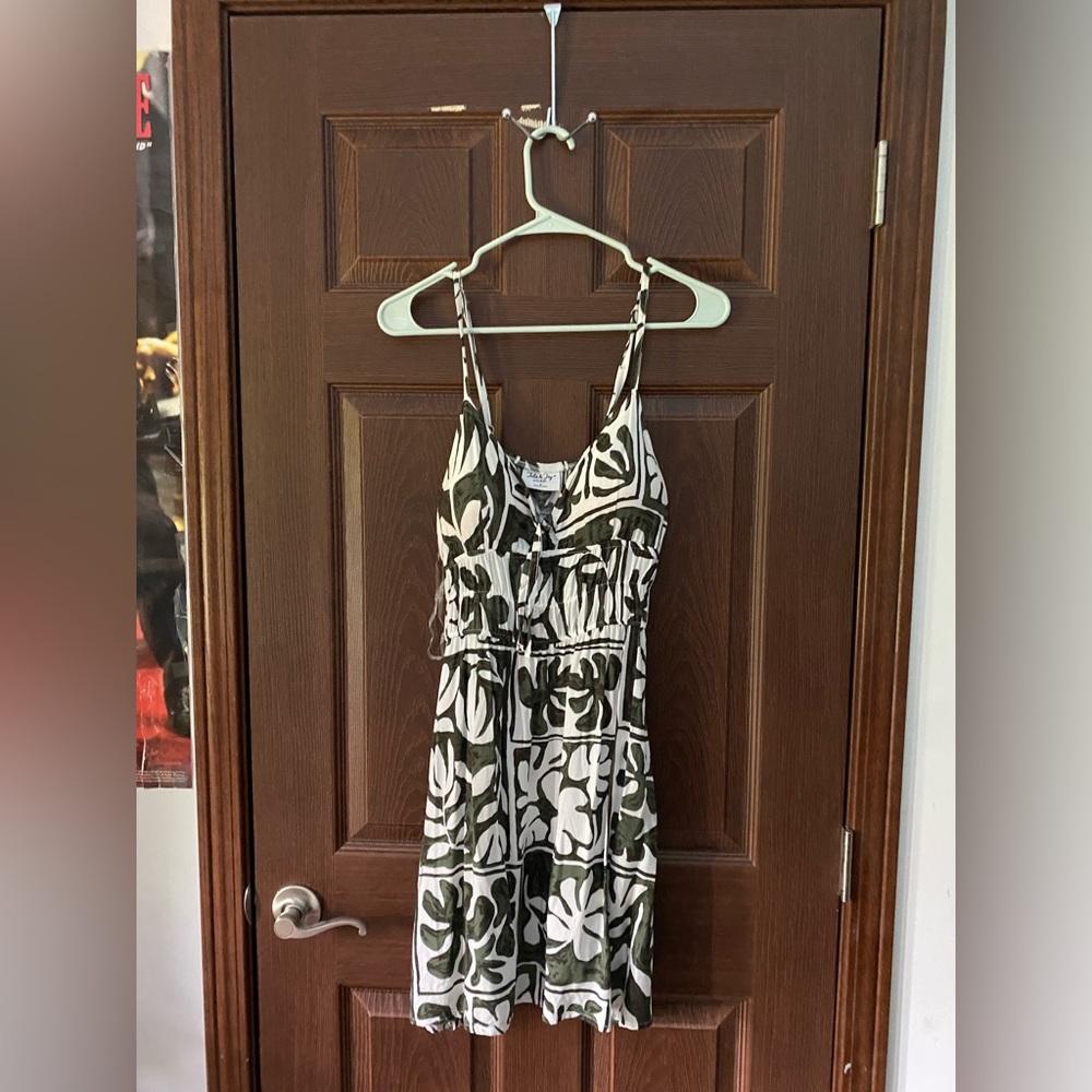 Woman’s Floral Green and White Sundress